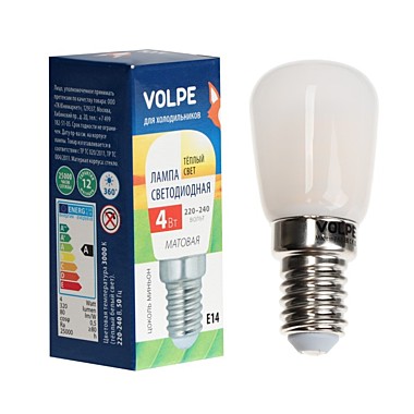 Светодиодная лампа для холодильников Volpe LED-Y25-4W, 4 Вт, 3000 К, Е14, матовая 9668653