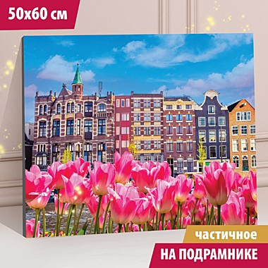 Алмазная мозаика «Дома с тюльпанами» (50x60)